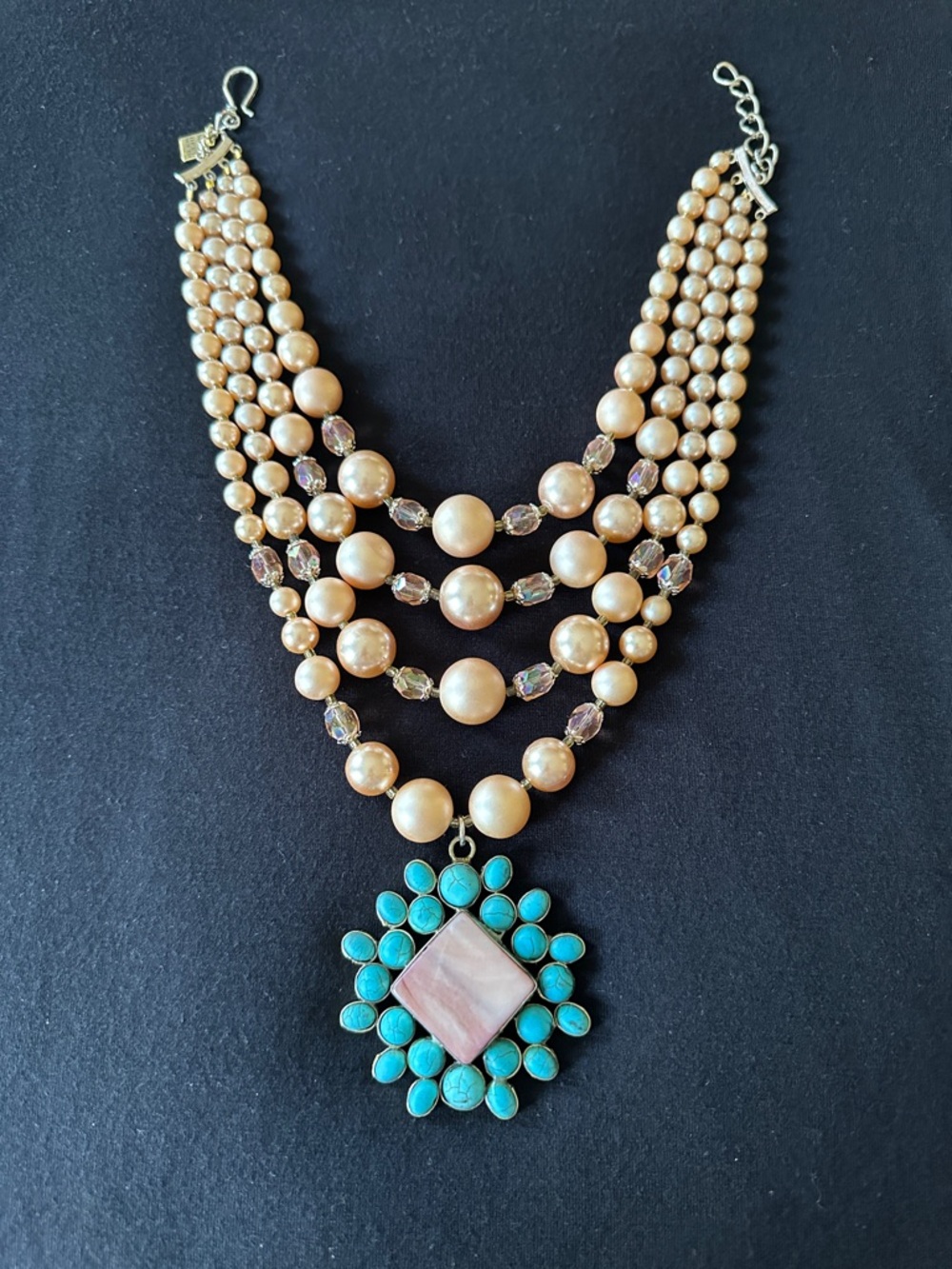 Made In The Deep South Turquoise and Pearl necklace.